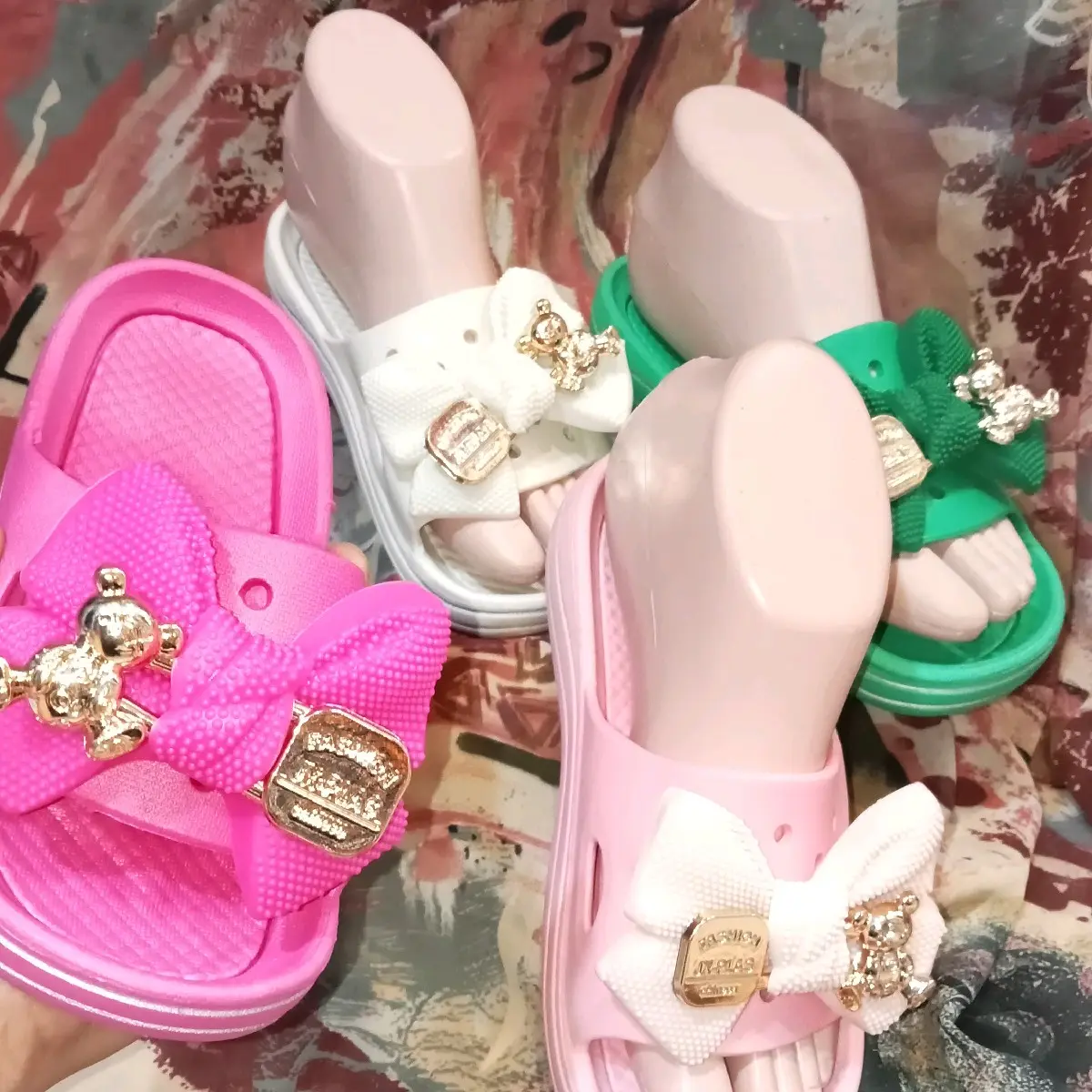 sendal jelly perempuan anak perempuan pita bear