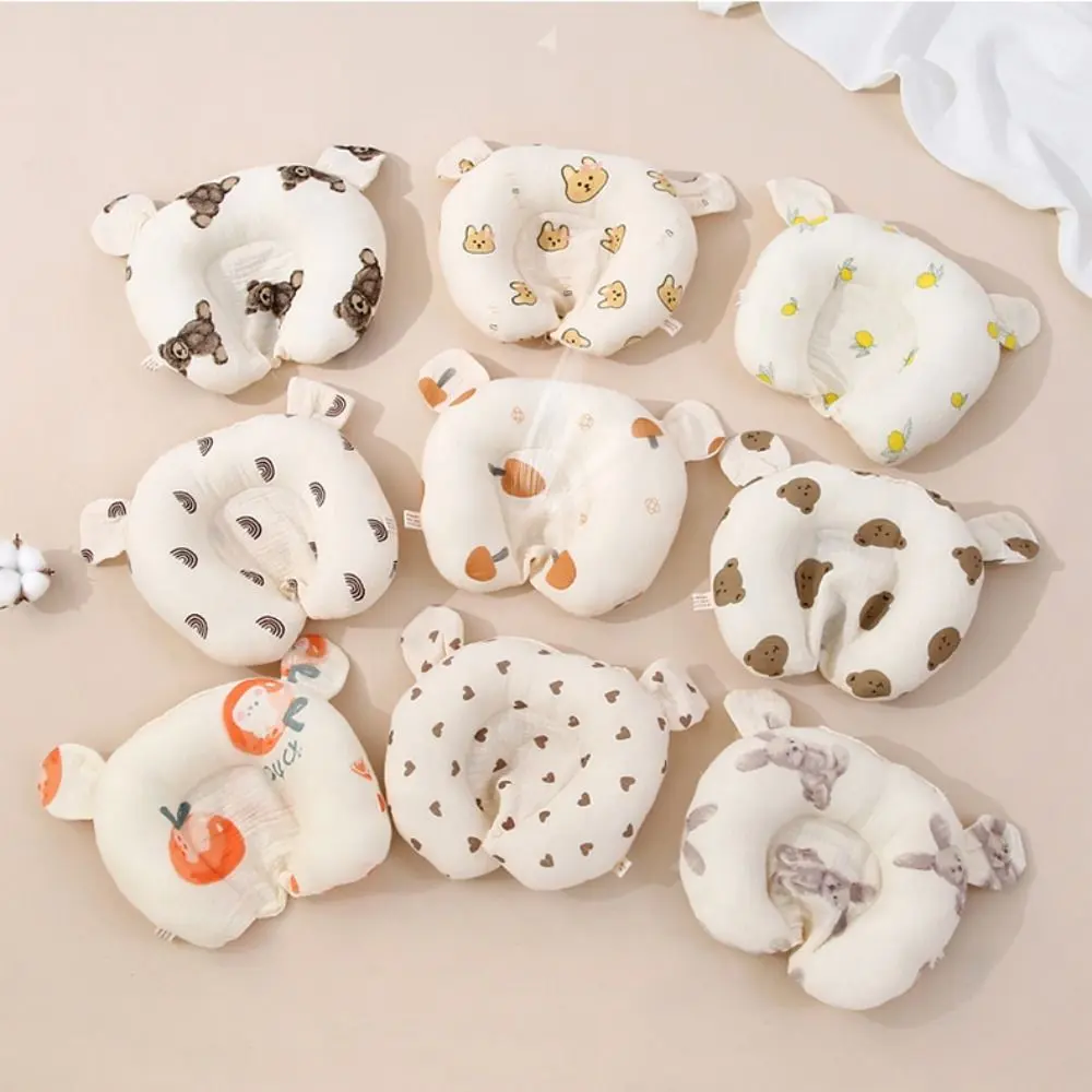 New Cotton Baby Pillow U Shaped Neck Protection Newborn Pillow Prevent Flat Head Anti Roll Pillow For 0-1 Year
