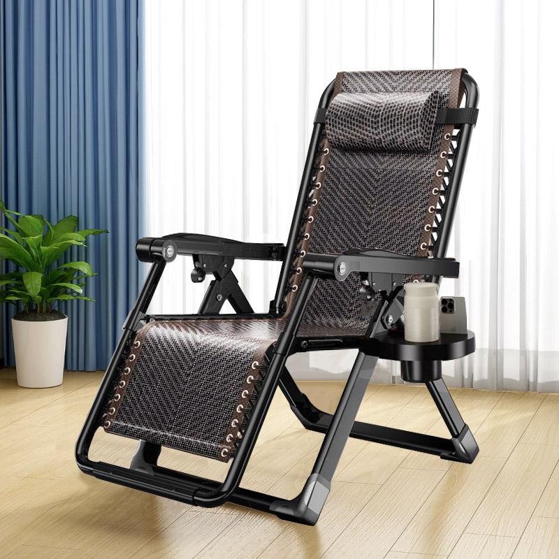 Ghế Xếp Thư Giãn Ghế Mây Gấp Gọn Ghế Nằm Thư Giãn Ghế Ngủ Trưa Vải Tấm Mây Đan, khung ống thép dày 40cm dày, bạn có thể ngồi hoặc nằm, tận hưởng thời gian nghỉ ngơi giải trí giường  khung hiện đại đen trắng thoải mái ghế tựa giường gấp đa năng inox