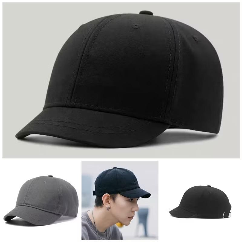 Nón kết mỏ ngắn trơn cực chất : mũ lưỡi trai kaki ngắn kiểu dán thời trang nam