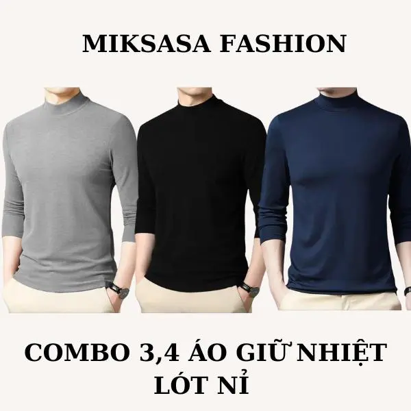 Áo giữ nhiệt cổ cao nam lót nỉ , áo tay dài lót nỉ siêu ấm chất dày dặn co giãn