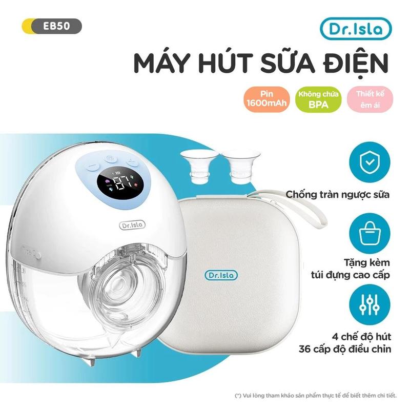   DR.ISLA  Máy Hút Kích Sữa Điện Không Dây Hút Sữa Rảnh Tay 36 Mức Độ 4 Chế Độ Phễu Silicone Cao Cấp Voi Đèn Led Không Gây Tiếng Ồn - Model BP07 máy  hút 