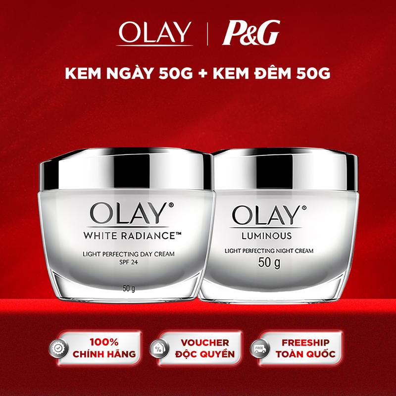 [Võ Hà Linh x Olay] Combo Kem Dưỡng Ẩm Ban Đêm Sáng Da Tặng Kem Dưỡng Ẩm Ban Ngày Hỗ Trợ Sáng Da Ngăn Tia UV SPF15 PA++ OLAY LUMINOUS 50G