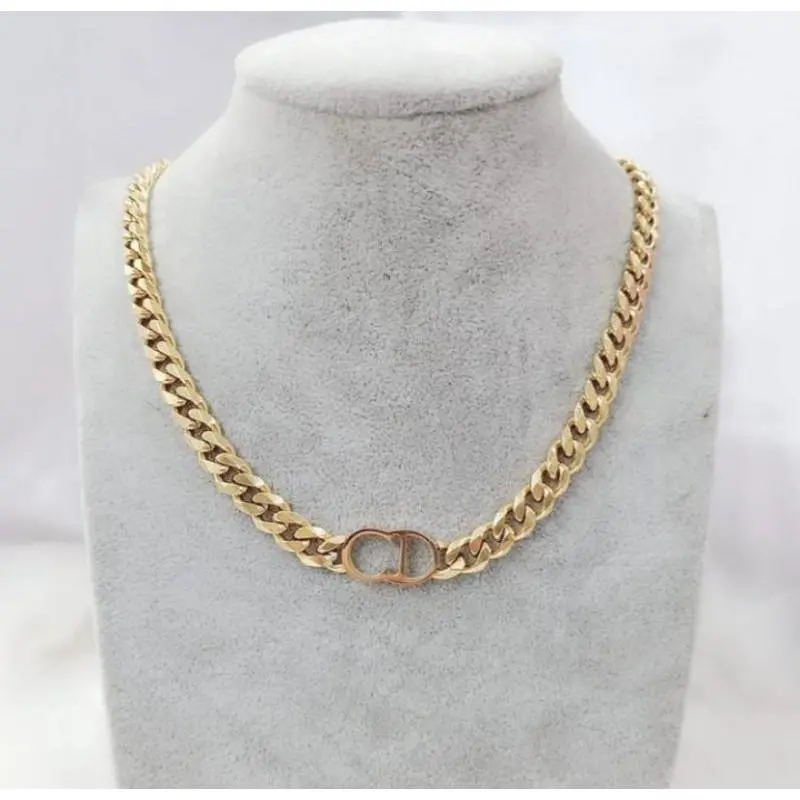 Kalung Rantai Titan Model CD Tersedia Warna Rose Gold, Gold dan Silver Anti karat Aksesoris Elegan Titanium Asesoris Wanita 2