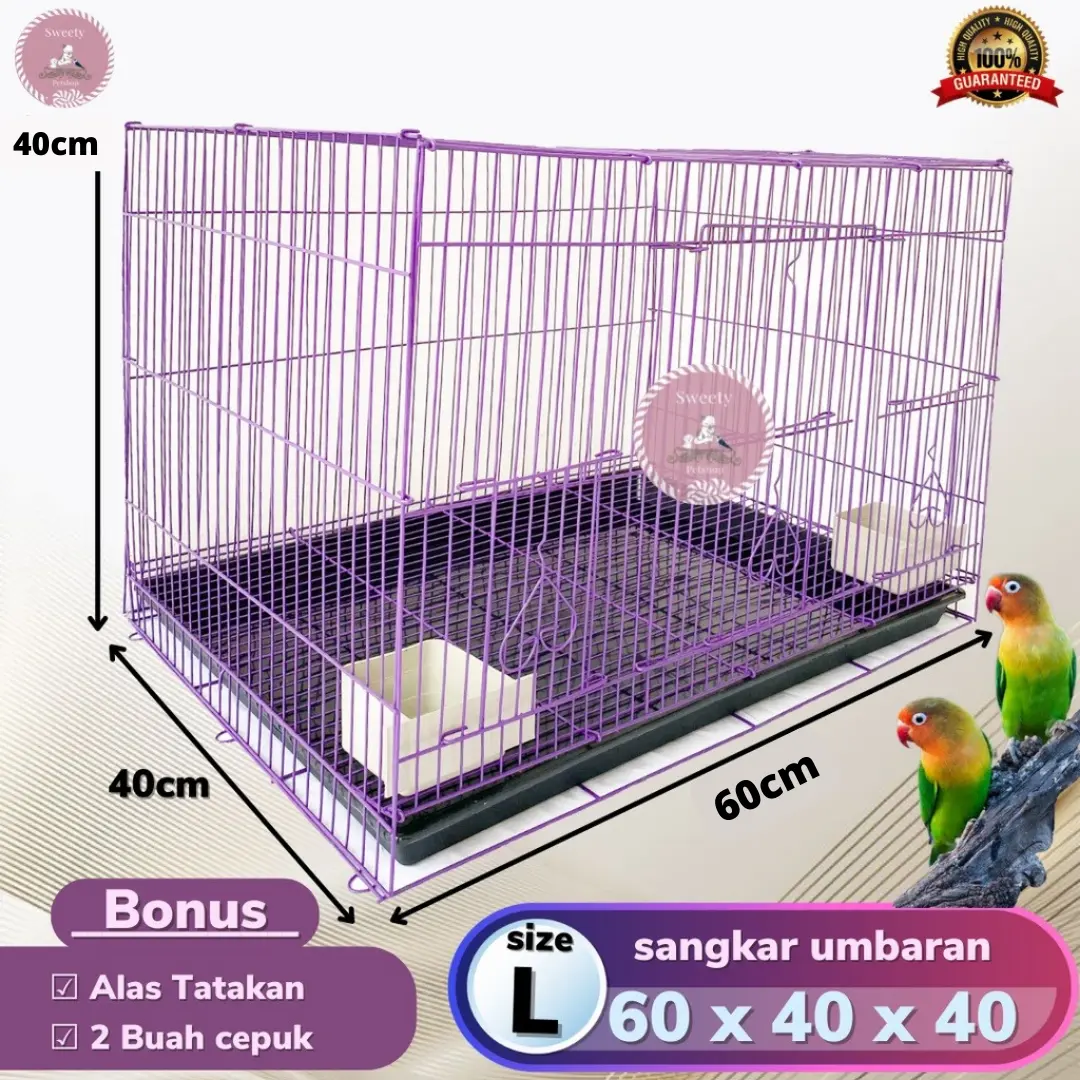 SANGKAR UMBARAN KOTAK KANDANG BESI LIPAT SIZE L TEBAL  HEWAN BURUNG LOVE BIRD