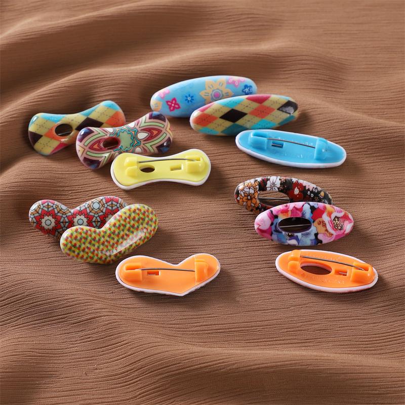 3pcs/Set Fashion Printed Bandana Needle Heart Oval Pin Scarf Fixed Buckle Anti Shedding Safety Pin Gift for Girlfriend Love Bow Safety Hijab Pins Accessories 0