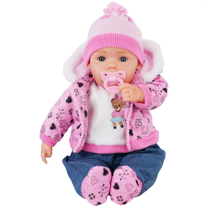 BiBi Doll "Pinky" Lifelike Large Size 20" Soft Bodied Baby Doll Girl With Neon Pink Design, Dummy & Sounds Toy Doll for Ages 18 Months + 3