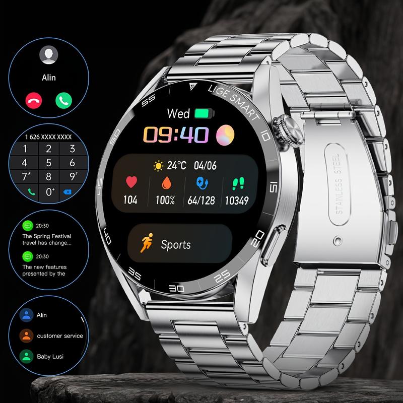 TikTok Shop New Smart Watch for Men Wireless Call Answering Fitness Tracker Watch Step Counter 2024 1.3 HD Full Touch Screen Smartwatches for iPhone Android Black Silve