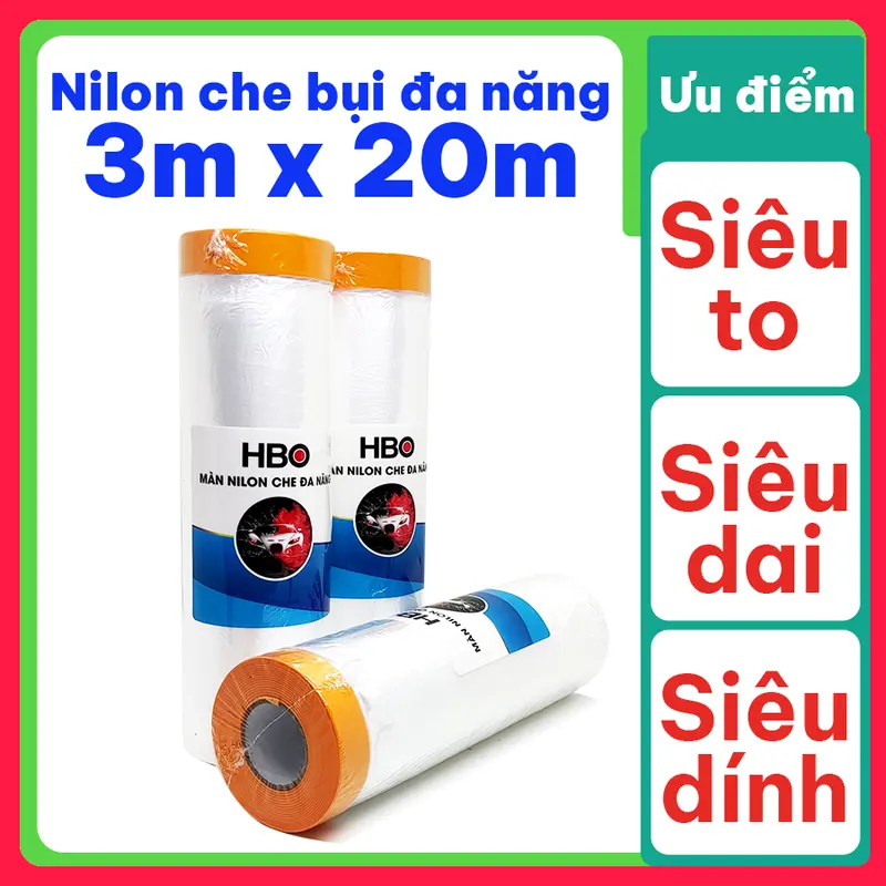 Màng nilon che bụi, băng keo nilon che sơn cho nội thất kích thước siêu bự 3mx20m 0