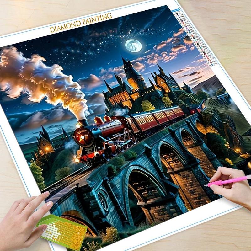 Product Introduction of 5D DIY Diamond Arts Colorful Painting Kit, Train Pattern Diamond Arts Colorful Painting without Frame, Handmade Art Crafts for Home Decor 2