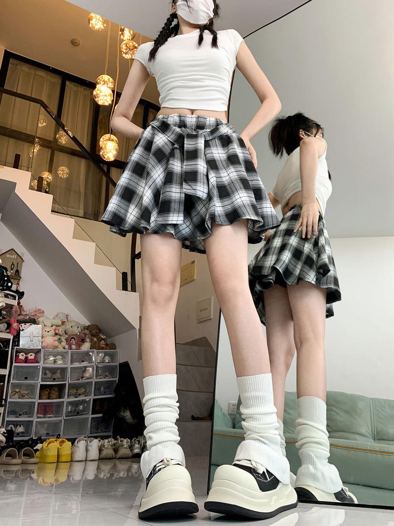Product Introduction of [Yzw]Chân Váy Kẻ Sọc Cổ Điển Bất Đối Xứng Dành Cho Nữ, Mùa Hè Dễ Phối Đồ Mỏng Vừa Vặn, Chống Lộ, Chân Váy Xếp Ly Chữ A Cô Gái Nóng Bỏng Mỹ 3