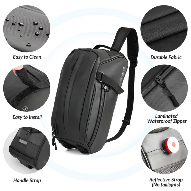 Reflective Rear Rack Bag, Water Resistant Bike Saddle Panniers for Bicycles, 8L Trunk Cycling Back Seat Cargo Carrier Storage Pouch 5