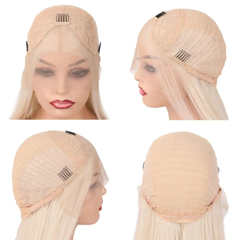 AIMEYA Blonde Wig Long Body Wave Lace Front Wig  Synthetic Lace Wig for Women Girl Heat Resistant Hair Cosplay Daily Use 5