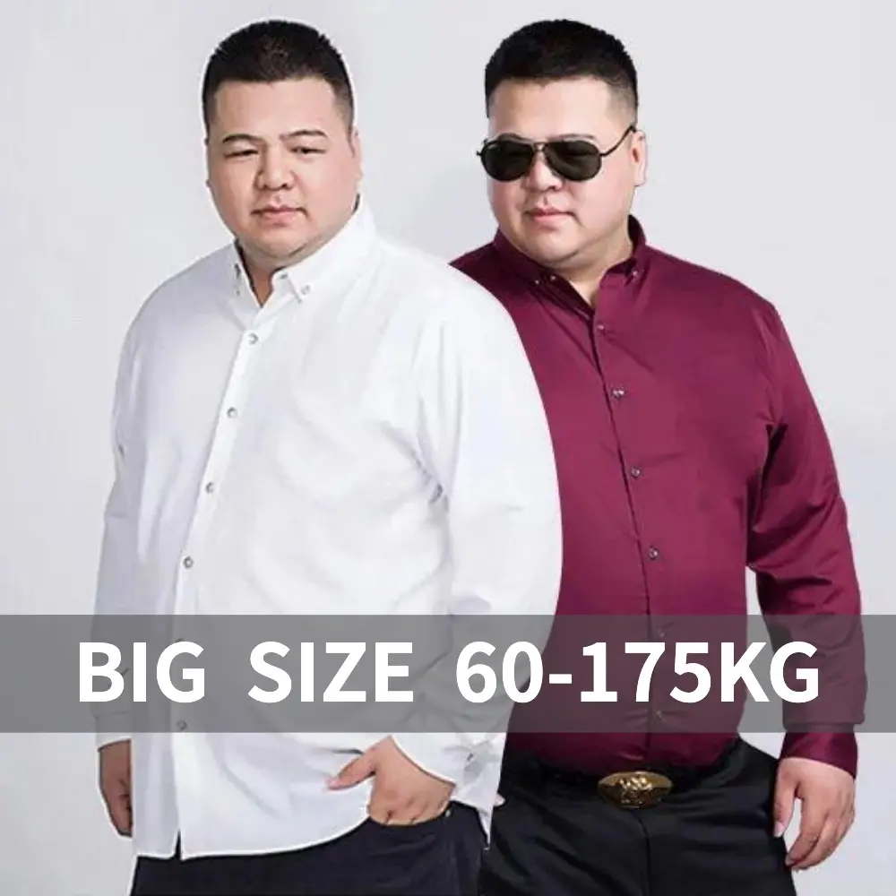 Oversize 60-175KG Men Plus Size Gold Button Long Sleeve Business Casual Shirt