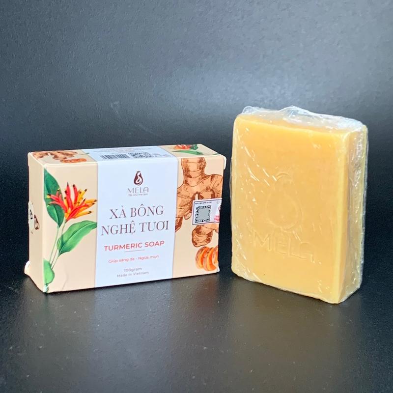 Combo 2 Xà Bông Nghệ Mela Kèm 1 Túi Tạo Bọt Dưỡng Body Dưỡng Da Body