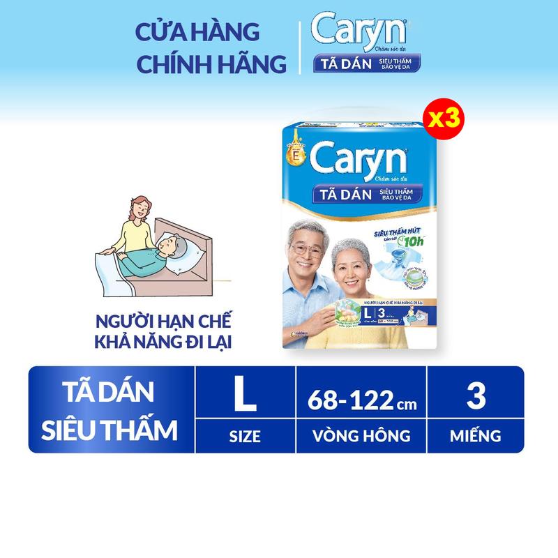 [COMBO 3] Caryn Tã dán L3 siêu thấm dành cho người hạn chế khả năng đi lại và phụ nữ sau sinh