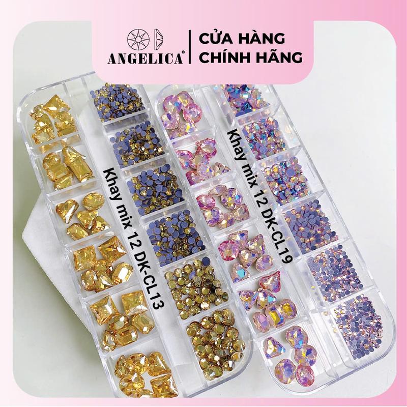 - Khay mix Đá Khối + Đá Chân Lưới ANGELICA - DKCL Sơn Gel Nữ