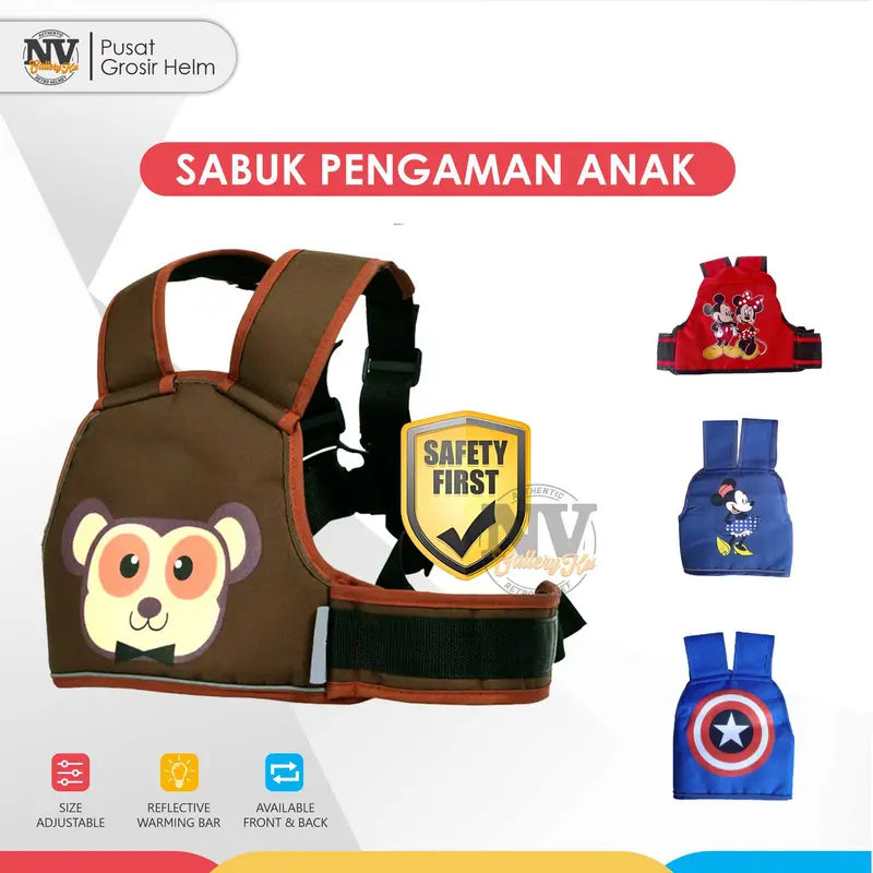 Sabuk Pengaman Anak di Sepeda Motor 2 in 1 Karakter Kartun Lucu 5