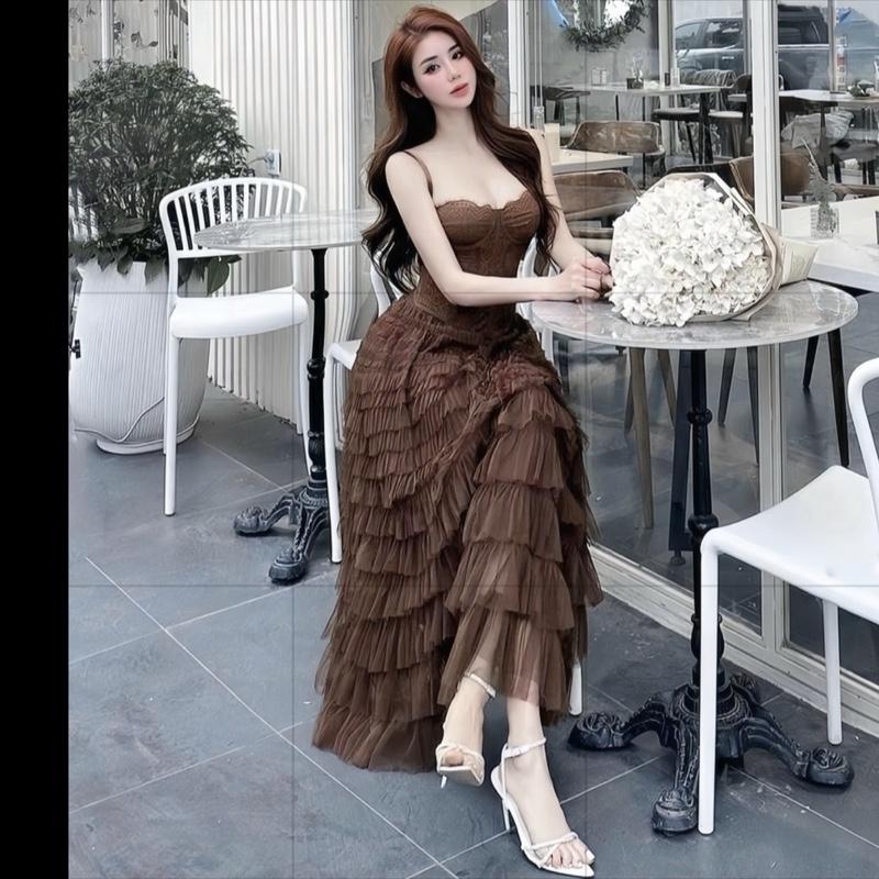 set áo dây cúp phối gân chân váy lưới tầng - đi dự tiệc, sinh nhật, đám cưới 0