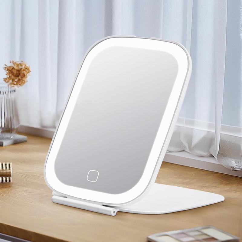 Product Introduction of USB Rechargeable LED Cosmetic Mirror, 1 Count Portable Foldable Smart Mirror, Dimmable Fill Light Mirror for Makeup, Skin Care, Daily Use 6