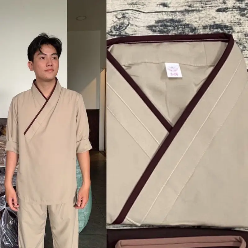 Đồ LAM ĐI CHÙA Trang Nghiêm mẫu Nhật Chéo lam Nữ Dress Áo Menswear Quần 8
