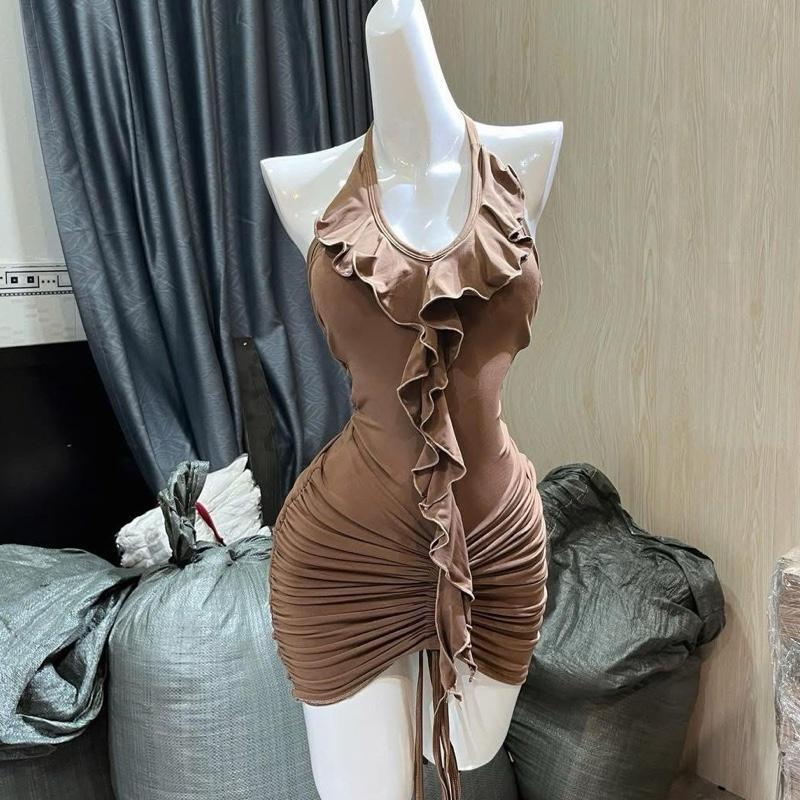 F94 ĐẦM BODY NGẮN NHÚM BÈO CỘT DÂY CỔ , KHOÉT LƯNG Nữ 5