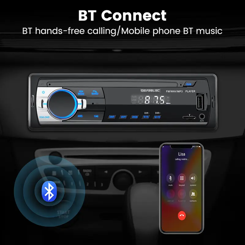 Gearelec Tape Audio Mobil JSD-520 JSD520 Multifungsi Bluetooth MP3 FM Radio Kartu TF USB dengan Remote Control Mendukung 6