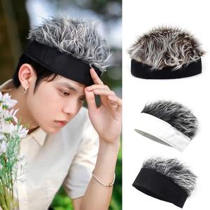 Men Wig Hat Fun Short Hair Caps Breathable Women Men Sports Outdoor Rock Punk Street Wig Soft Fake Hair Hat