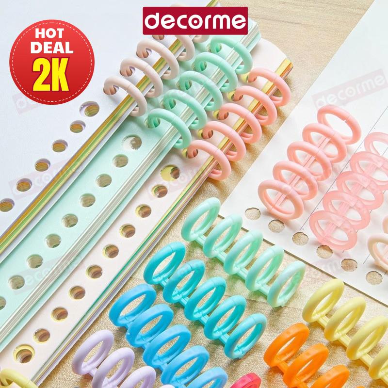 Còng nhựa 5 còng làm sổ kẹp tài liệu đường kính 12mm bìa màu A5 B5 A4 20 26 30 lỗ DECORME