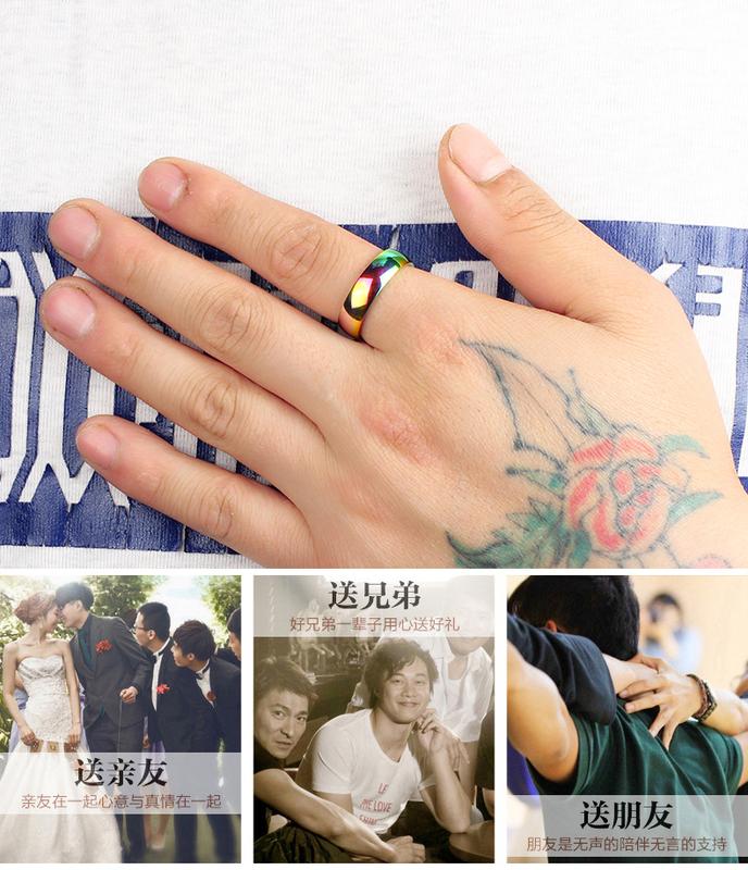 Cincin Rainbow Bisa Untuk Pria dan Wanita - Rainbow Ring for Male and Female Man Woman Unisex / Besi Anti Karat Alloy - Colourful Accessories Fashionable Love Rings Gradation Pelangi Gradasi Unik Produk Impor Cewe Cowo Unisex 5
