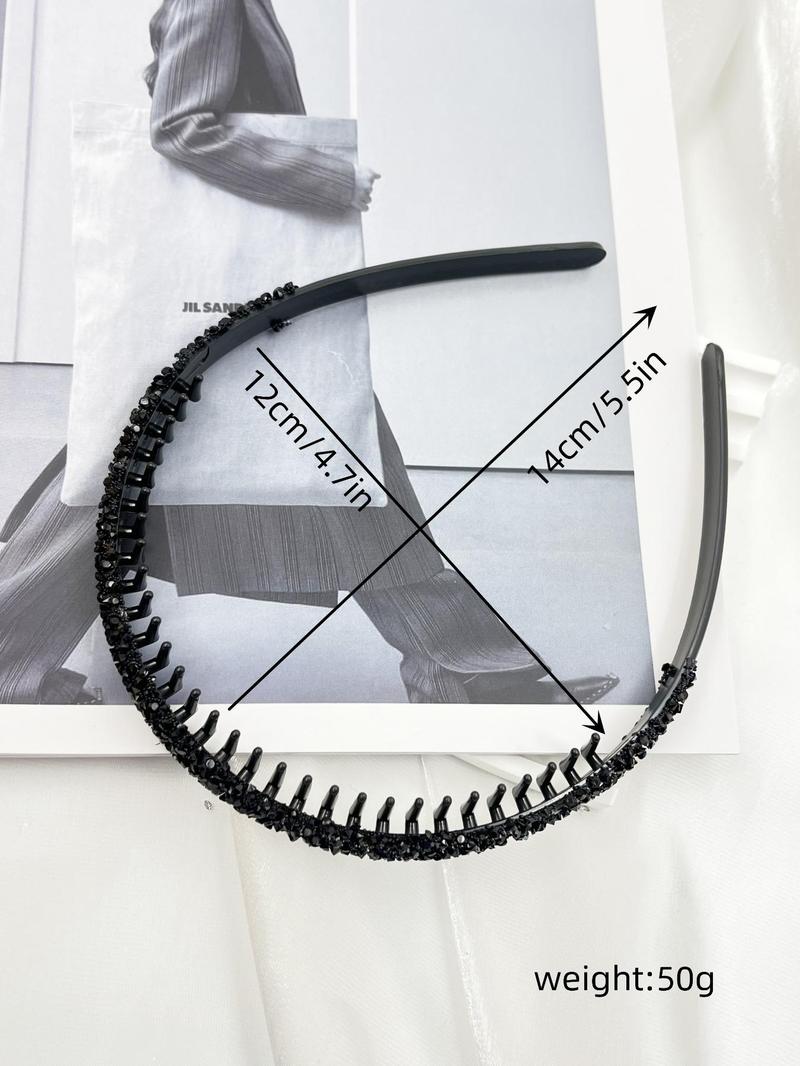 Product Introduction of Summer Rhinestone Decorated Anti Slip Hair Hoop with Teeth, Fashionable Hair Accessories for Women & Girls, Casual Versatile Hair Accessories for Daily Wear 12