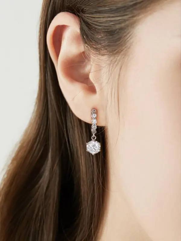 S925 Sterling Silver Synthetic Moissanite Decor Dangle Earrings, Fashionable  Earrings for Women, Trendy All-match & Exquisite Jewelry for Birthday Gift 2