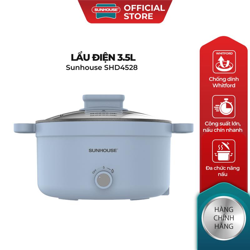 Nồi lẩu điện 3,5L SUNHOUSE SHD4528 Chính hãng Chống dính cao cấp Đa dạng chức năng Bảo hành 12 tháng toàn quốc Nồi Điện Nấu Ăn