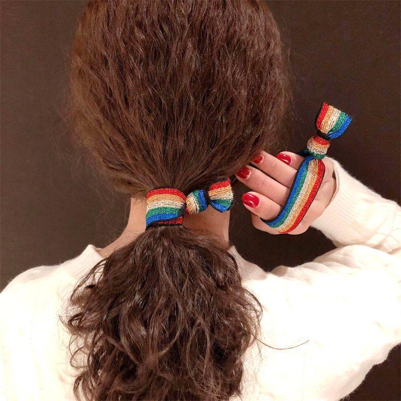 Product Introduction of Korean Style Simple Colorful High Elastic Rubber Band Bracelet Tie up a Bun Hairstyle Leopard Print Hair Rope 3