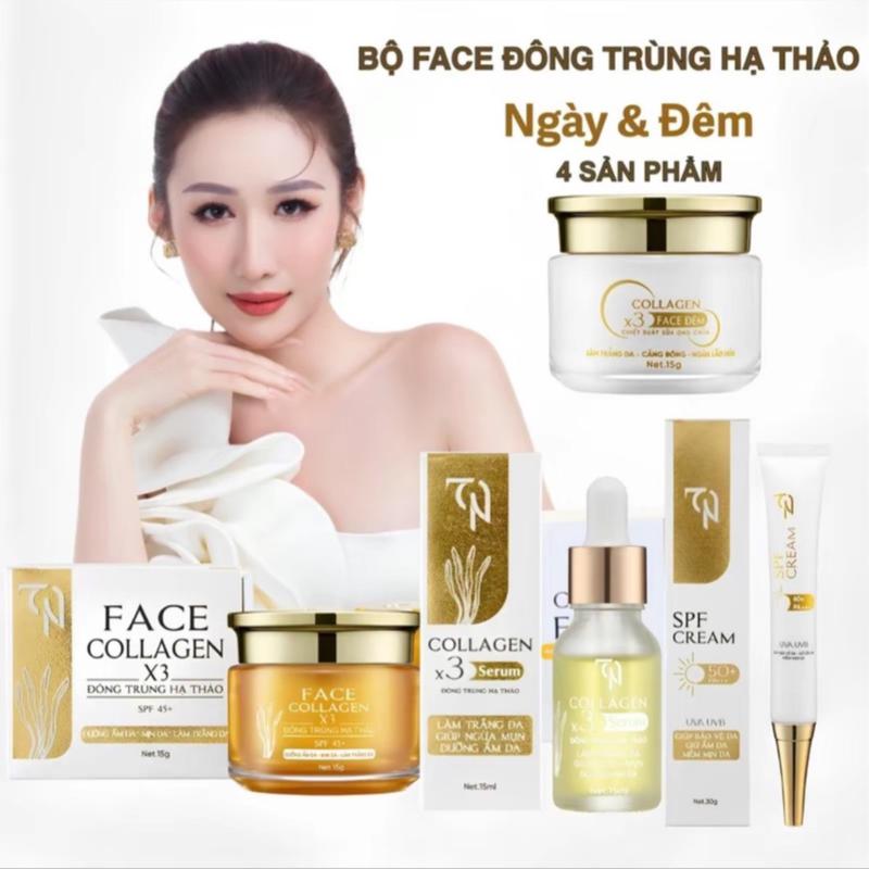 (HẾT CHƯƠNG TRÌNH PHIẾU CÀO) BỘ KEM FACE DƯỠNG DA MẶT 4 SẢN PHẨM  - ( KEM FACE NGÀY + KEM FACE ĐÊM + SERUM DƯỠNG DA + KEM CHỐNG NẮNG ) MỸ PHẨM ĐÔNG ANH Skincare
