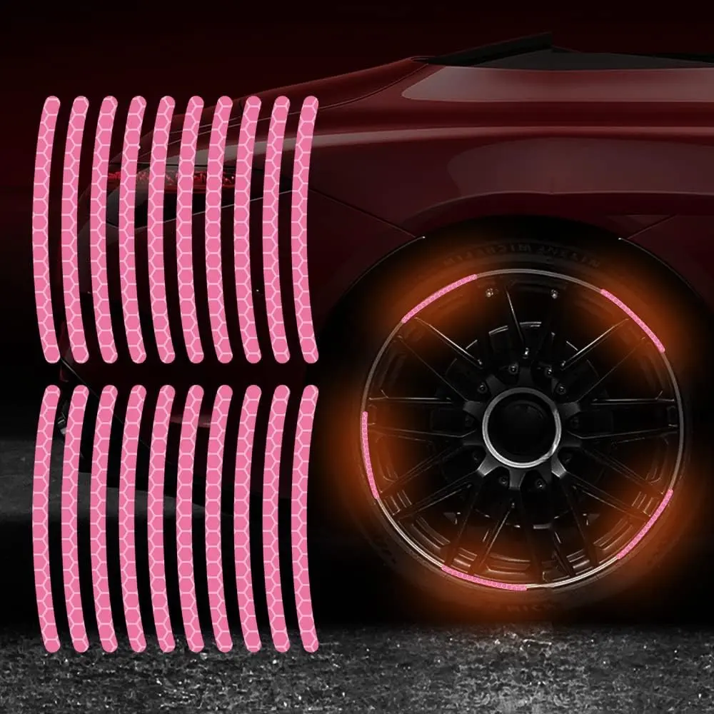 20PCS Reflective Car Wheel Stripe Stickers, Car Tire Rim Safety Decorative Stickers For Motorcycle Bike Truck Car Decals car  stickers