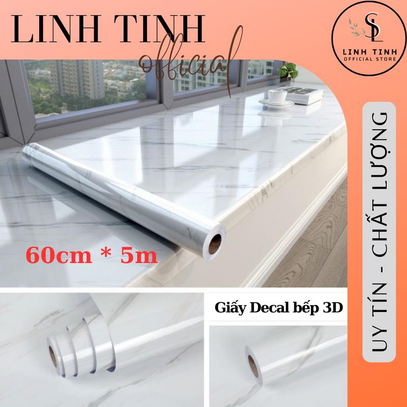 Giấy dán bếp cao cấp vân đá 3D chịu nhiệt tốt 60cmx5m - Decal dán bếp, bàn ăn chống dầu mỡ chống thấm nước Decor Phòng Bếp Phòng Khách