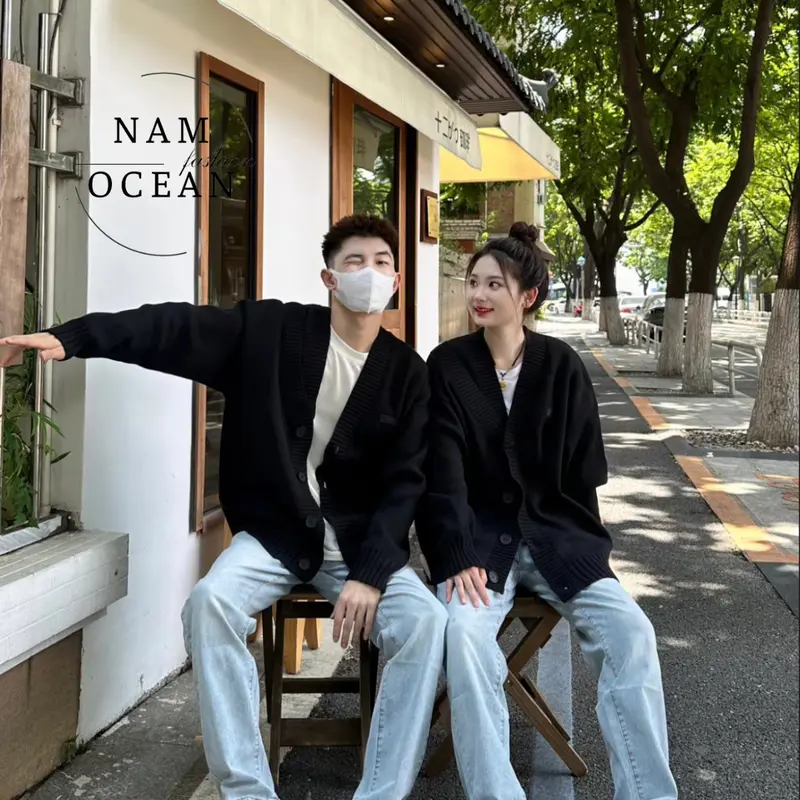 (NAM OCEAN)_Áo Cardigan Nam Nữ Phong Cách Hàn Quốc Dễ Dàng Phối Đồ Phù Hợp Đi Học Đi Chơi M26 Nam Ocean Menswear Jacket Nhung Kem 3