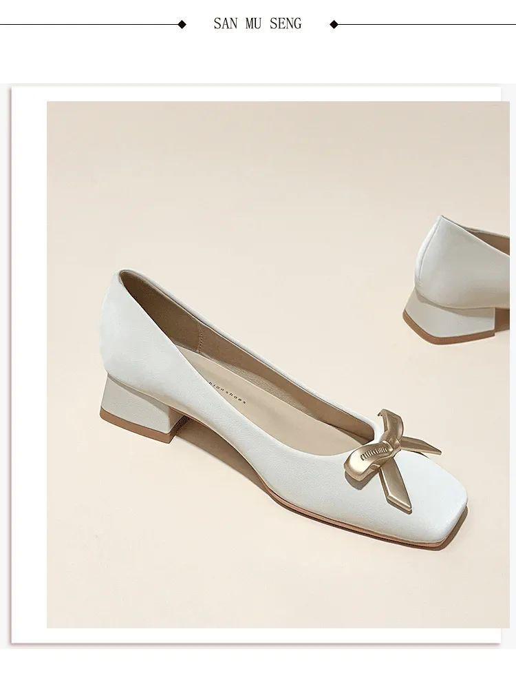 Product Introduction of Square Toe Chunky Heel Single Shoes for Women 2024 New Spring and Autumn Versatile Low Heel Comfortable Burgundy Xiuhe Shoes Bride Wedding Shoes Shoes 30