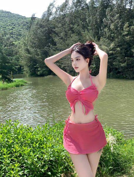 Product Introduction of đồ bơi , bikini đi biển 3 chi tiết hồng sen dễ thương 36