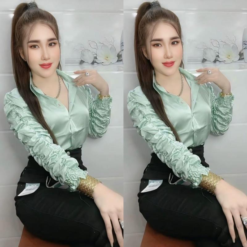  Áo sơ mi Đi tiệc tay dài vải lụa tô châu mềm mại không điểm nhấn tay nhúng mang đi chơi đám tiệc lịch sự sang trọng dễ phối đồ áo pull đan móc a o 