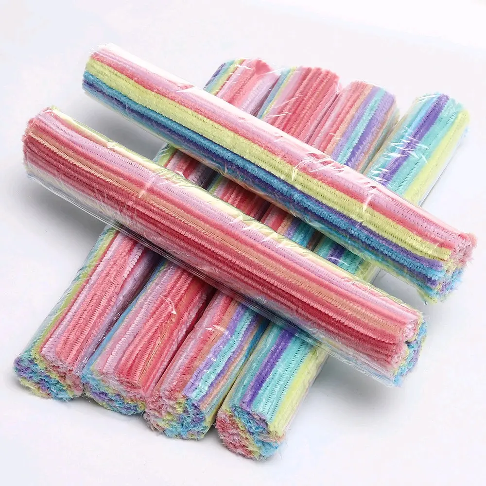 Kawat Bulu Mercy/Chenille Mix Pastel 100 pcs FREE Lem lilin/tembak+hijau 10pcs Kerajinan tangan