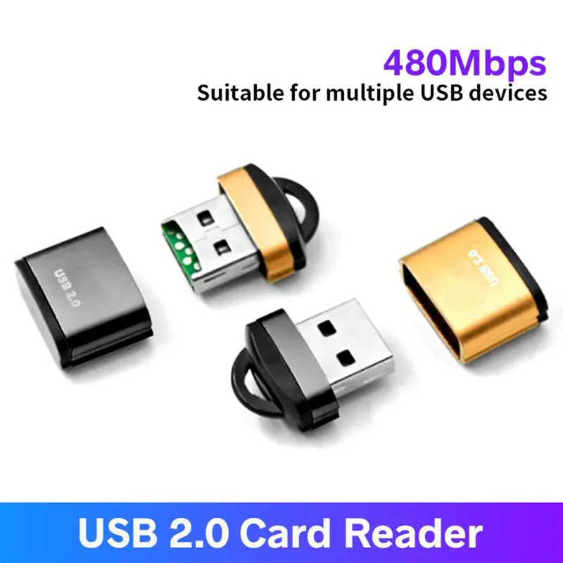 Đầu Đọc Thẻ TF Mini, Dây Chuyền Đeo Thắt Lưng Vỏ Nhôm, USB 2.0, Thẻ T-Flash, Bộ Nhớ Máy Tính, Di Động, S5A0 8