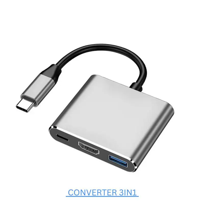 Converter Konektor USB/Type-C/HDMI 3in1 TypeC To HDMI 4K-TypeC-USB 3.0 Adapter Cable for Macbook HUB Dok Ekspansi Tiga-dalam-satu Tipe-C Ke HDMI Card Computer