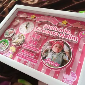 Biodata Baby 3D 15R | Biodata Pop Up | Bingkai Kelahiran | Baby Born | Dekorasi Dinding | Papan Nama Bayi Figura Kaca Foto Gantungan