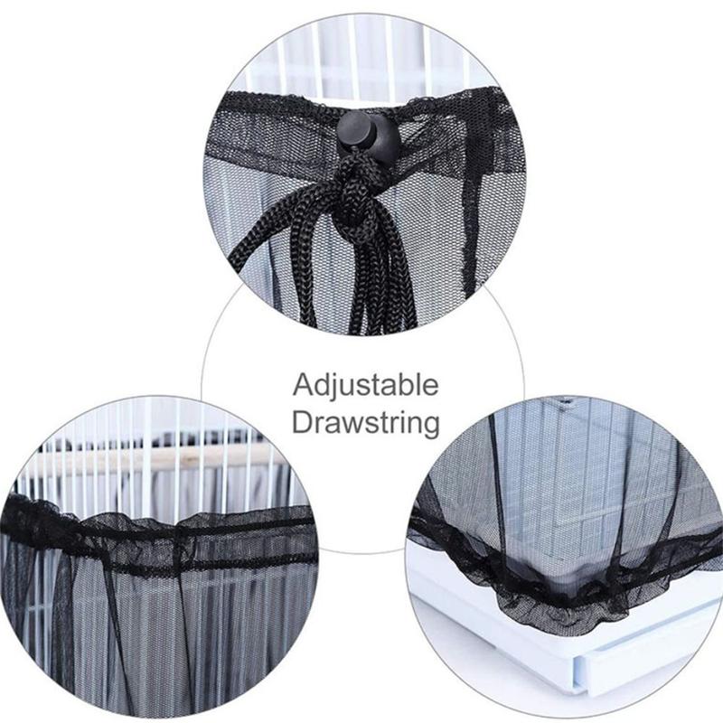 Product Introduction of Adjustable Pet Bird Mesh Decoration Feather Catcher Skirt Birdcage Mesh Birdcage Cover 15