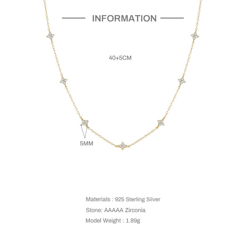 Product Introduction of AIDE 925 Sterling Silver Stacking Choker Chain Women Dainty Flower Zircon Necklace Geometry Korean Clavicle Neck Jewelry Gifts 2