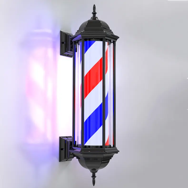 Rotating LED Barber Pole Light - IP65 Waterproof Outdoor Wall Sign for Hair/Beauty Salons, Durable Weatherproof Design, Eye-Catching 24/7 Visibility