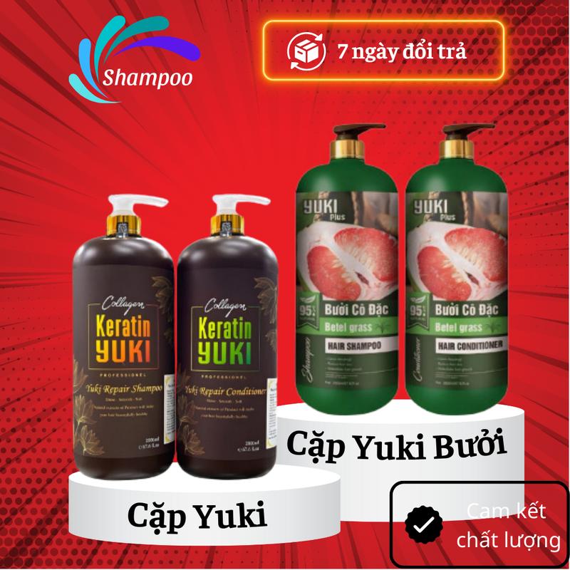 Cặp dầu gội xả Yuki 2000ml - Dầu gội xả Yuki bưởi cô đặc giúp tóc giảm xơ dối giảm gãy dụng hàng công ty