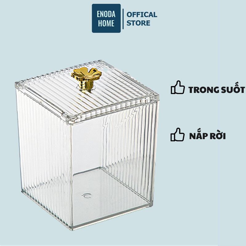 Hộp Đựng Bông Tẩy Trang Enoda Home Bông Ngoáy Tai Đồ Trang Điểm Cao Cấp R005